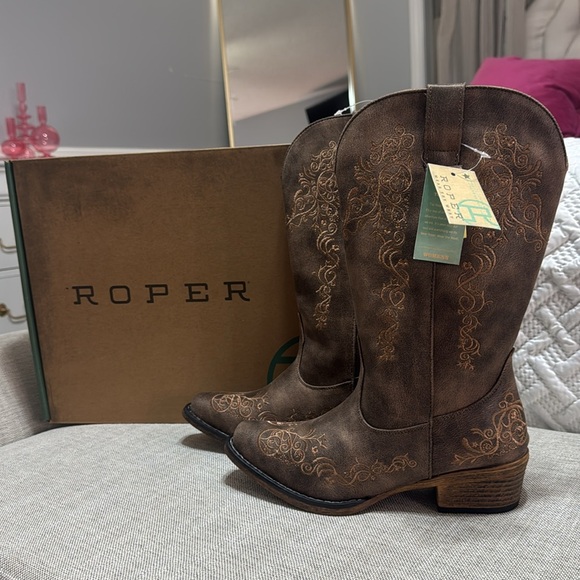 NWT Women’s Roper boots Vintage Brown Vamp Shaft - Picture 4 of 16